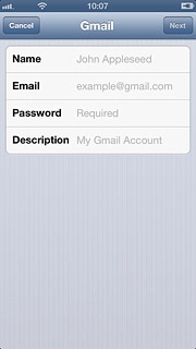 Press Email and key in your email address (such as name@provider.com).