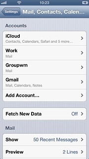 Press the name of the Exchange email account you've just set up.