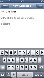 Press Subject and key in a subject for the email message.