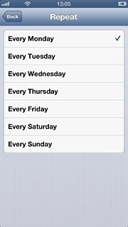 When a day is ticked (V), it's selected.