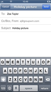 Press the text input field and write the required text.