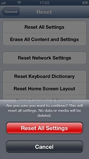 Press Reset All Settings.Your phone is restarted.