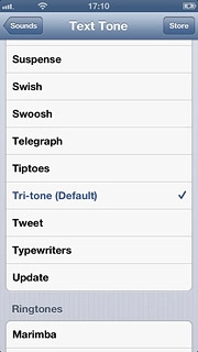 Once you've found a message tone you like, press Sounds.