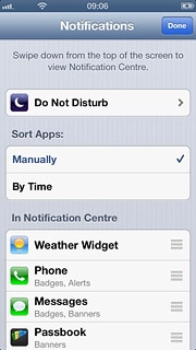 Press and hold the organise icon next to the required menu item.Drag the menu item to the required position.