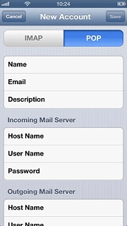 Press User Name below Incoming Mail Server and key in the username for your email account at your email provider.
