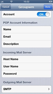 Press SMTP below Outgoing Mail Server.