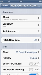Press the name of the email account you've just set up.