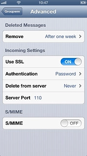 Press the indicator next to Use SSL to turn off the function.