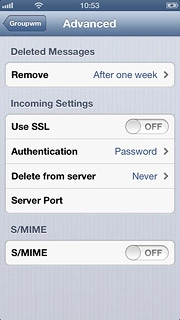 Press the name of the email account you've just set up.