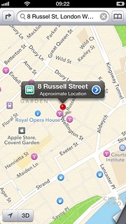 The information field, containing name or address of the destination, is displayed above the destination.