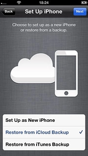 If you've used an iPhone before and want to restore previous content from an iCloud backup:Press Restore from iCloud Backup and go to step 5b.