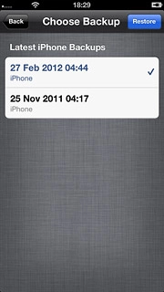Press the required backup.