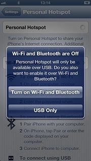 If this is the first time you use the function:Press Turn on Wi-Fi and Bluetooth.