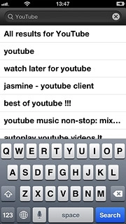 Key in YouTube and press Search.