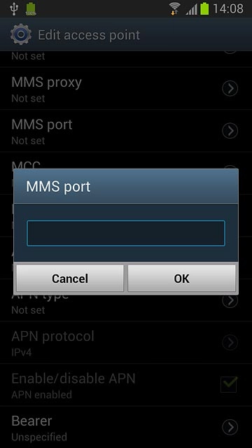 Key in 8080 and press OK.