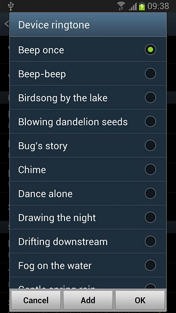 Once you've found a ring tone you like, press OK.