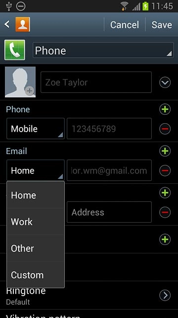 Press the required email type.