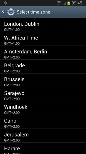 Press the required time zone.