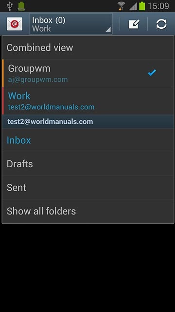 Press the required email account.