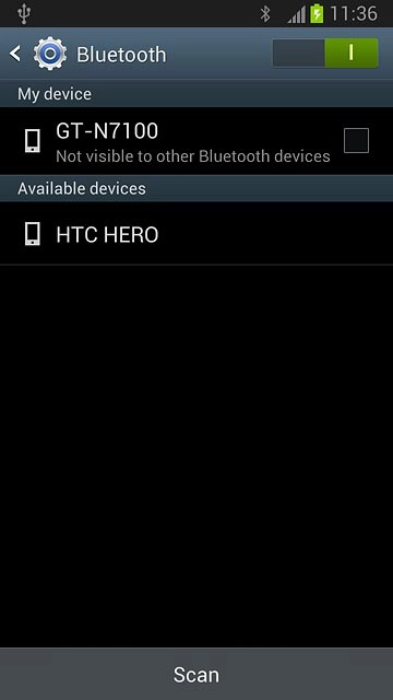 Press the required Bluetooth device.