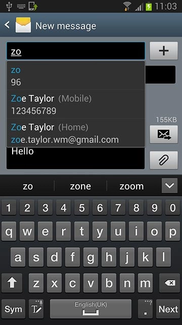 Press the required contact.