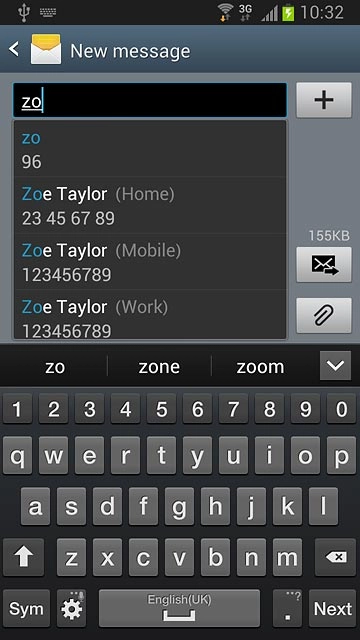 Press the required contact.Write the text for your picture message.