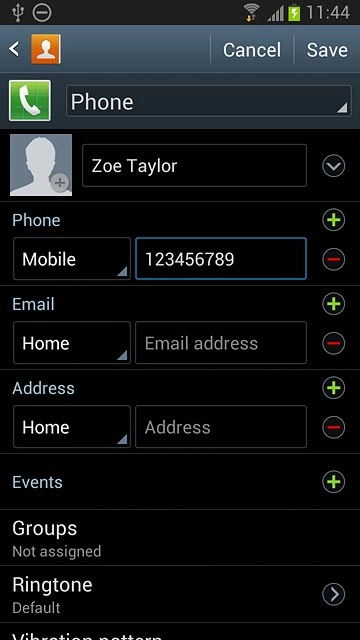 Press the field next to the phone number.