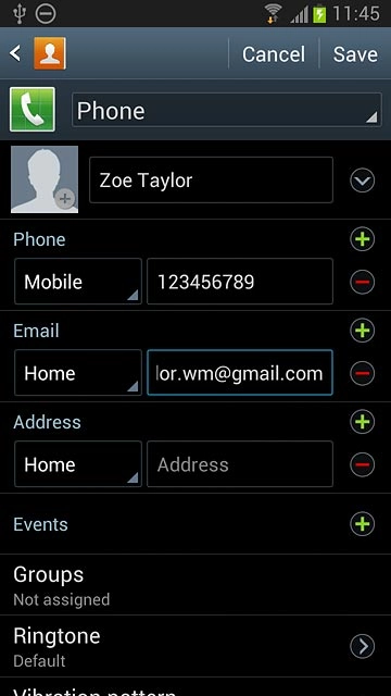 Press the field next to the email address.