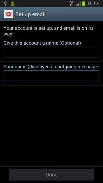 Press the field below Your name (displayed on outgoing messages) and key in the required sender name.