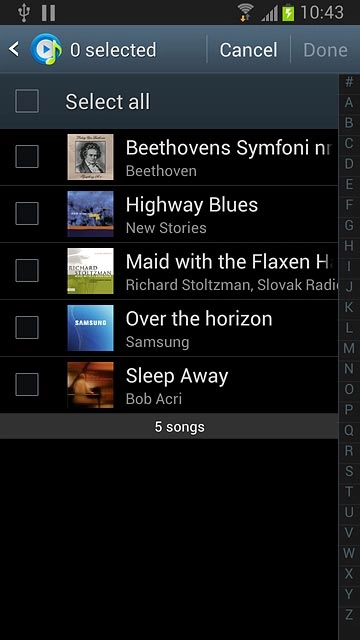 Press the required audio files.