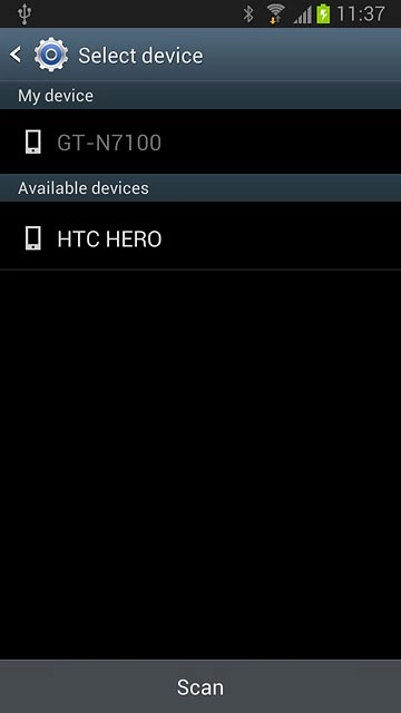 Press the required Bluetooth device.The file is sent.