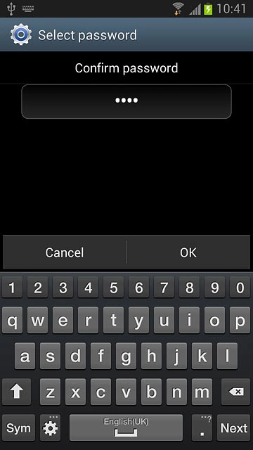 Key in the phone lock code again and press OK.