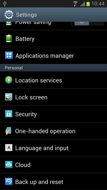 Press Back up and reset.