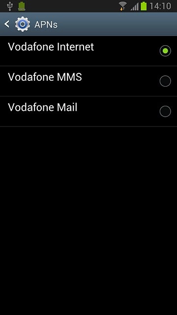 Press the field next to Vodafone Mail to fill in the field.