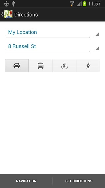 Press the required mode of transportation icon.