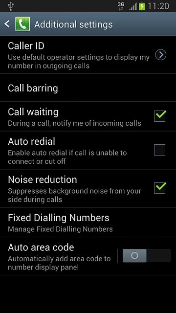 The current settings are displayed.Press Call waiting to turn the function on or off.