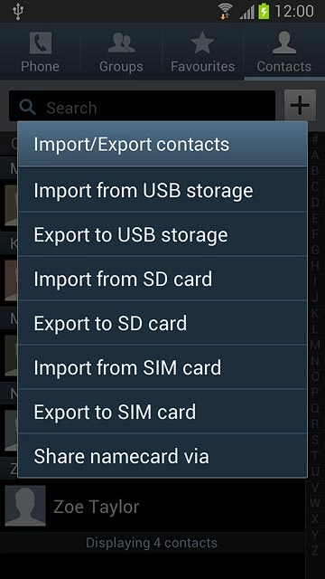 Press Export to SIM card.