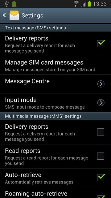 Press Message Centre.