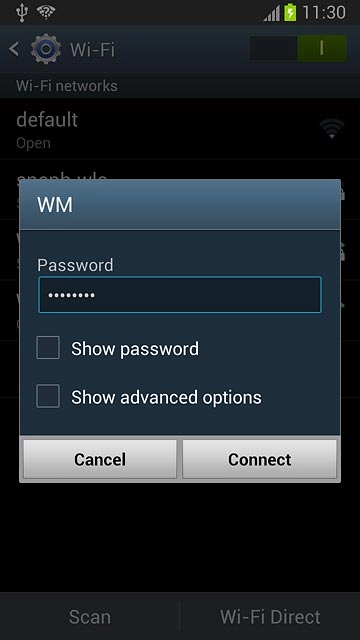 Follow the instructions on the display to select security settings, if required.Press Connect.