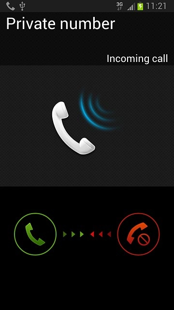When you have an ongoing call, the new call is signalled by a sound.Press and drag the accept call icon right.
