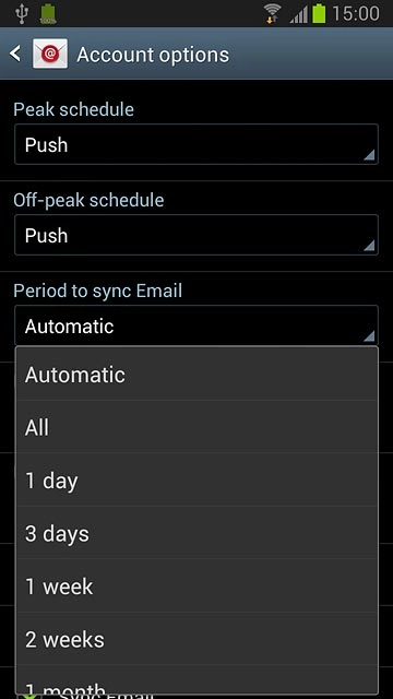 Press the required setting.