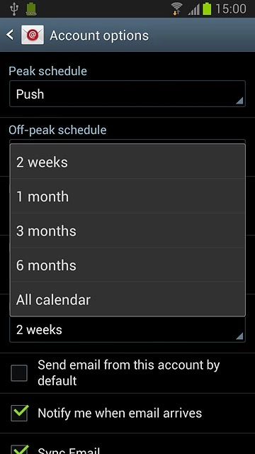 Press the required setting.