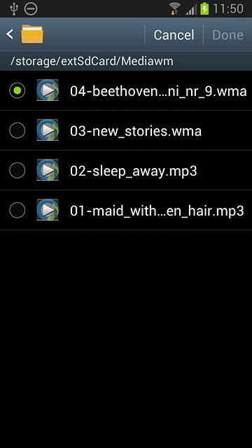 Once you've found a ring tone you like, press the field next to the ring tone.