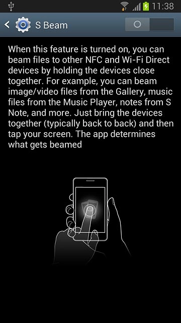 Press the indicator next to S Beam to turn the function on or off.