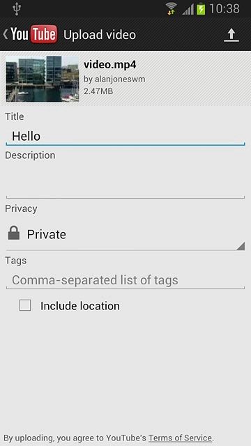 Press the upload icon.