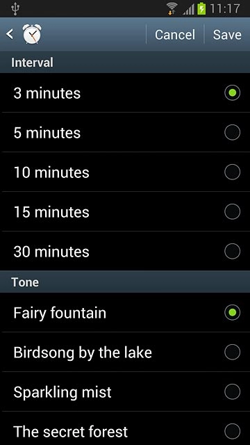Press the required number of minutes to choose when the smart alarm should start.