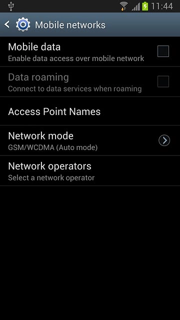 Press Mobile data to activate or deactivate the function.
