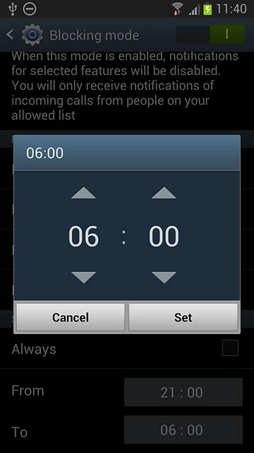 Press arrow up and arrow down next to hours and minutes to set the time.