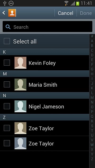 Press the required contact.
