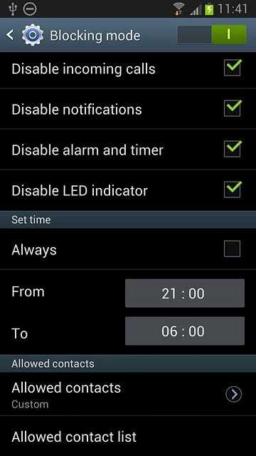 Press Allowed contacts.